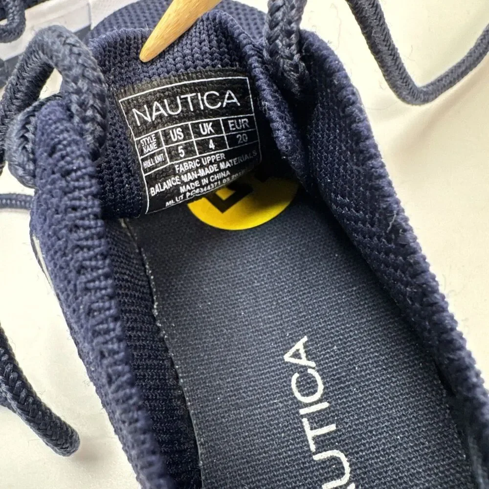 Baby Toddler Boys Size 5 NAUTICA Navy Blue Lace Shoes Breathable Sailboat